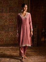 Load image into Gallery viewer, Rohana Rose Pink Velvet Suit Set
