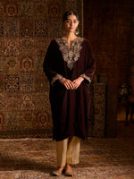 Load image into Gallery viewer, Zaarin Brown Velvet Pheran Set
