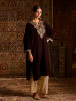 Load image into Gallery viewer, Zaarin Brown Velvet Pheran Set
