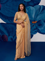 Load image into Gallery viewer, Majesty Golden Pre-Draped Sarre Set
