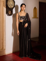 Load image into Gallery viewer, Black Onyx Draped Saree Set
