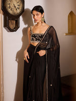 Load image into Gallery viewer, Black Onyx Draped Saree Set
