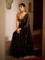 Load image into Gallery viewer, Black Onyx Draped Saree Set
