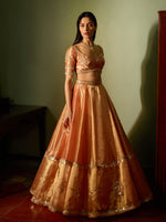 Load image into Gallery viewer, Light Salmon Tissue Lehenga Set
