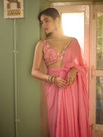 Load image into Gallery viewer, Candy Rose Draped Saree Set
