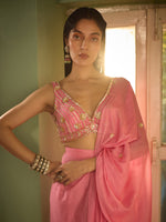 Load image into Gallery viewer, Candy Rose Draped Saree Set
