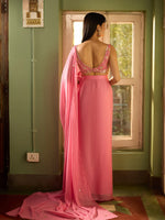 Load image into Gallery viewer, Candy Rose Draped Saree Set
