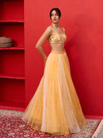 Load image into Gallery viewer, Dewdrop Honey Organza Lehenga Set
