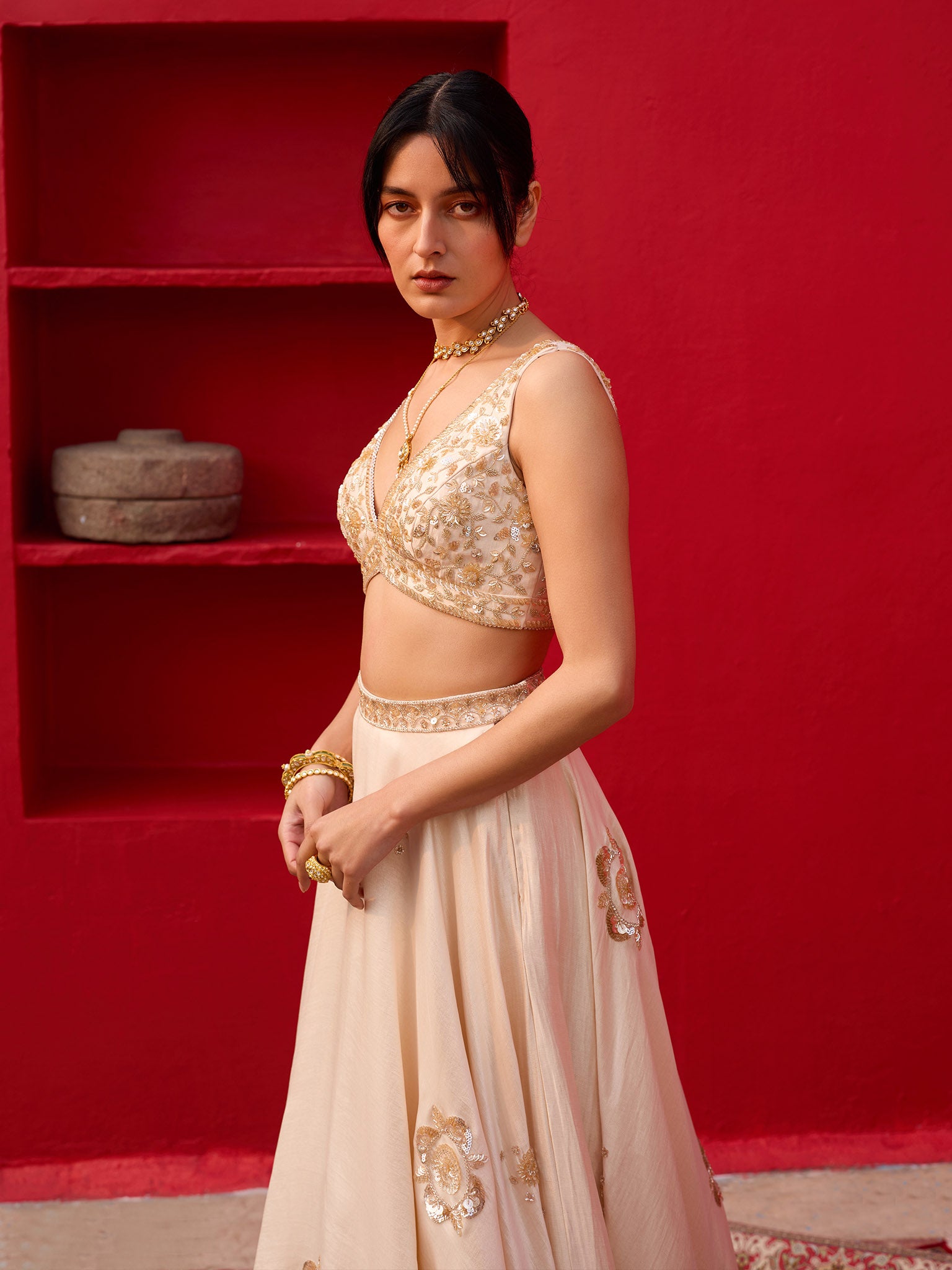 Vanilla Gold Lehenga Set