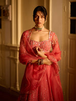 Load image into Gallery viewer, Anemone Rouge Pink Organza Lehenga Set
