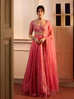 Load image into Gallery viewer, Anemone Rouge Pink Organza Lehenga Set
