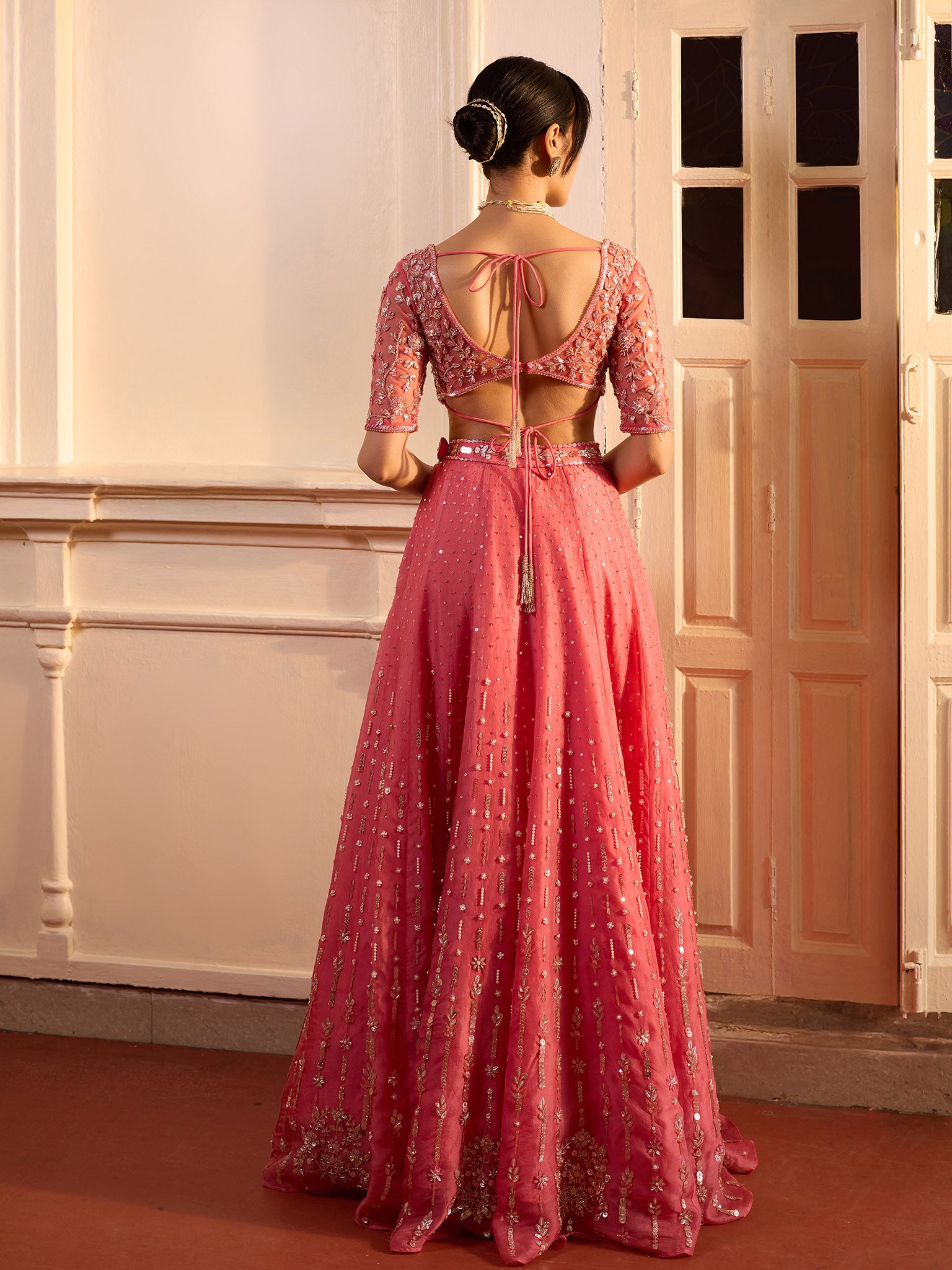 Anemone Rouge Pink Organza Lehenga Set