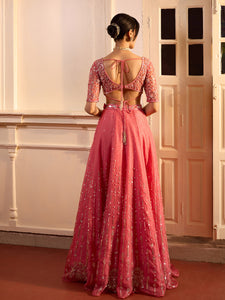 Anemone Rouge Pink Organza Lehenga Set