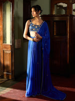 Load image into Gallery viewer, The Cobalt Mirage Saree Set
