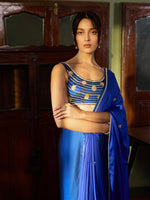 Load image into Gallery viewer, The Cobalt Mirage Saree Set
