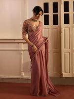 Load image into Gallery viewer, Dusty Onion Pink Draped Saree Set
