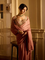 Load image into Gallery viewer, Dusty Onion Pink Draped Saree Set
