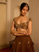 Load image into Gallery viewer, Chocolate Cosmos Organza Lehenga Set
