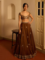 Load image into Gallery viewer, Chocolate Cosmos Organza Lehenga Set
