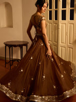 Load image into Gallery viewer, Chocolate Cosmos Organza Lehenga Set
