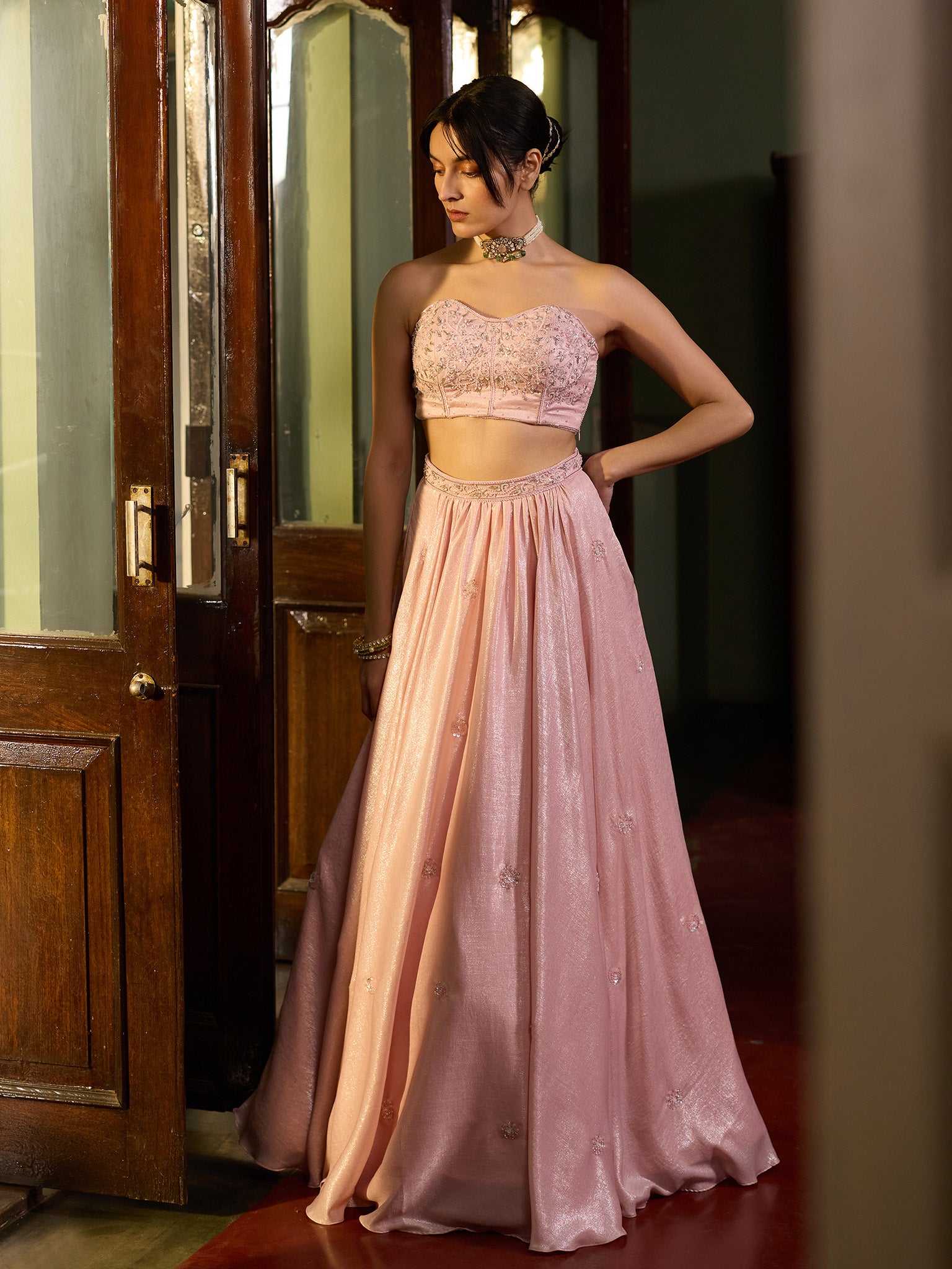 Pink Amarylis Corset Lehenga Set