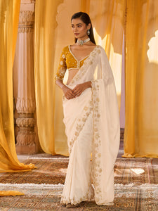 Mustard Muse Chiffon Saree Set