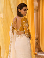 Load image into Gallery viewer, Mustard Muse Chiffon Saree Set
