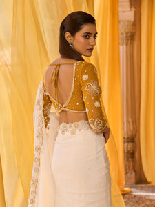 Mustard Muse Chiffon Saree Set