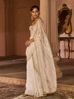 Load image into Gallery viewer, Platinum Tissue Draped Saree Set
