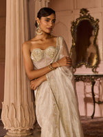 Load image into Gallery viewer, Platinum Tissue Draped Saree Set
