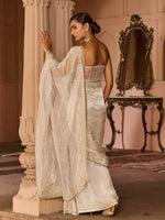 Load image into Gallery viewer, Platinum Tissue Draped Saree Set
