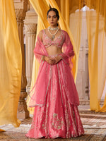 Load image into Gallery viewer, Elysia Pink Tissue Lehenga Set
