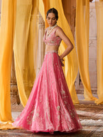 Load image into Gallery viewer, Elysia Pink Tissue Lehenga Set
