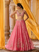 Load image into Gallery viewer, Elysia Pink Tissue Lehenga Set
