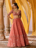 Load image into Gallery viewer, Coral Bloom Organza Lehenga Set
