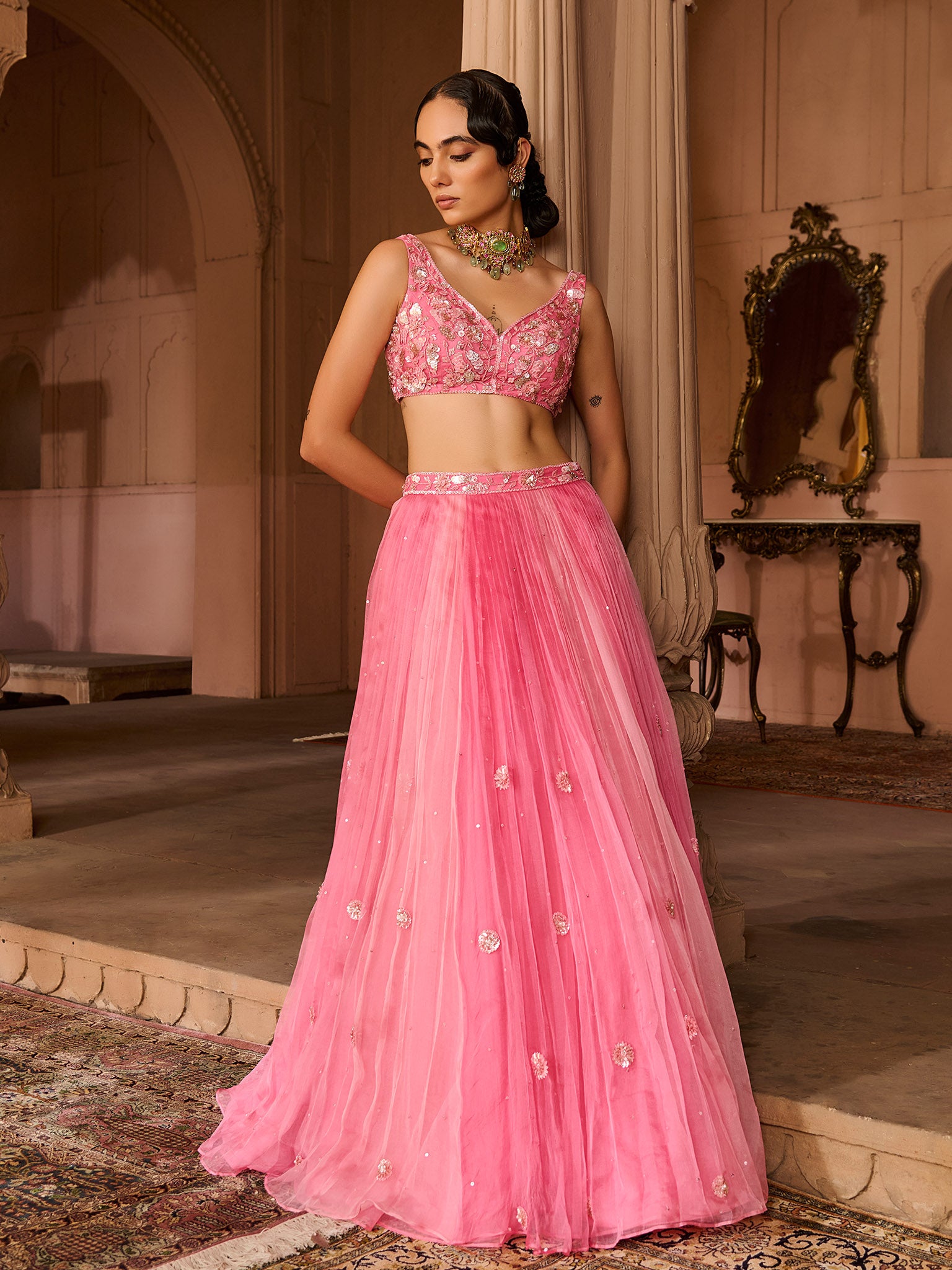 Petal Fade Organza Lehenga Set