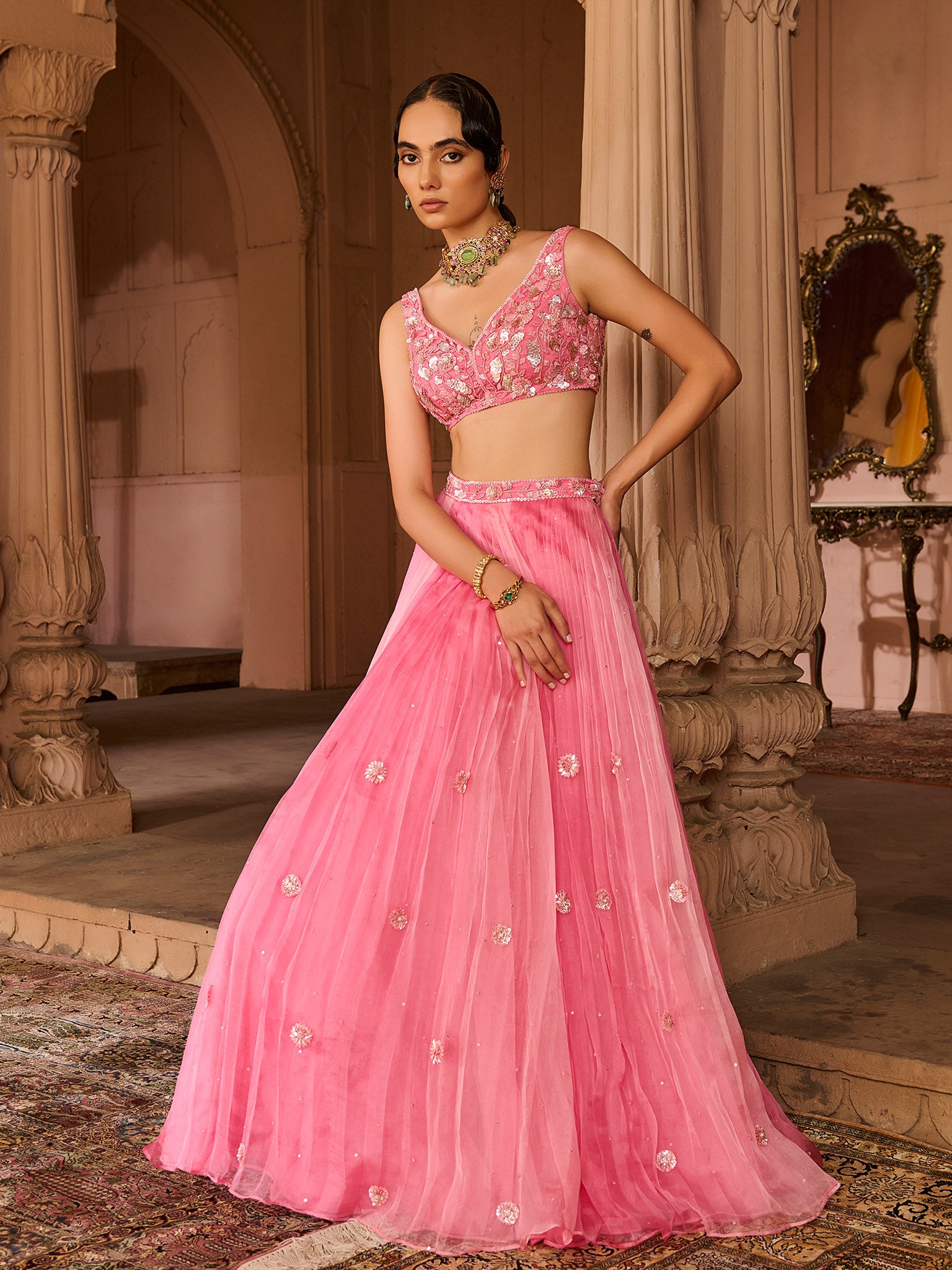 Petal Fade Organza Lehenga Set