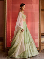 Load image into Gallery viewer, Lushleaf Green Organza Lehenga Set
