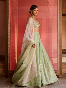 Lushleaf Green Organza Lehenga Set