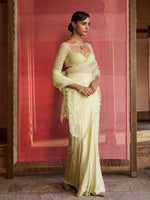 Load image into Gallery viewer, Zest Lime Green Draped Saree Set
