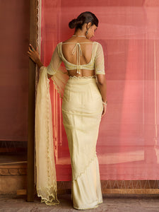 Zest Lime Green Draped Saree Set