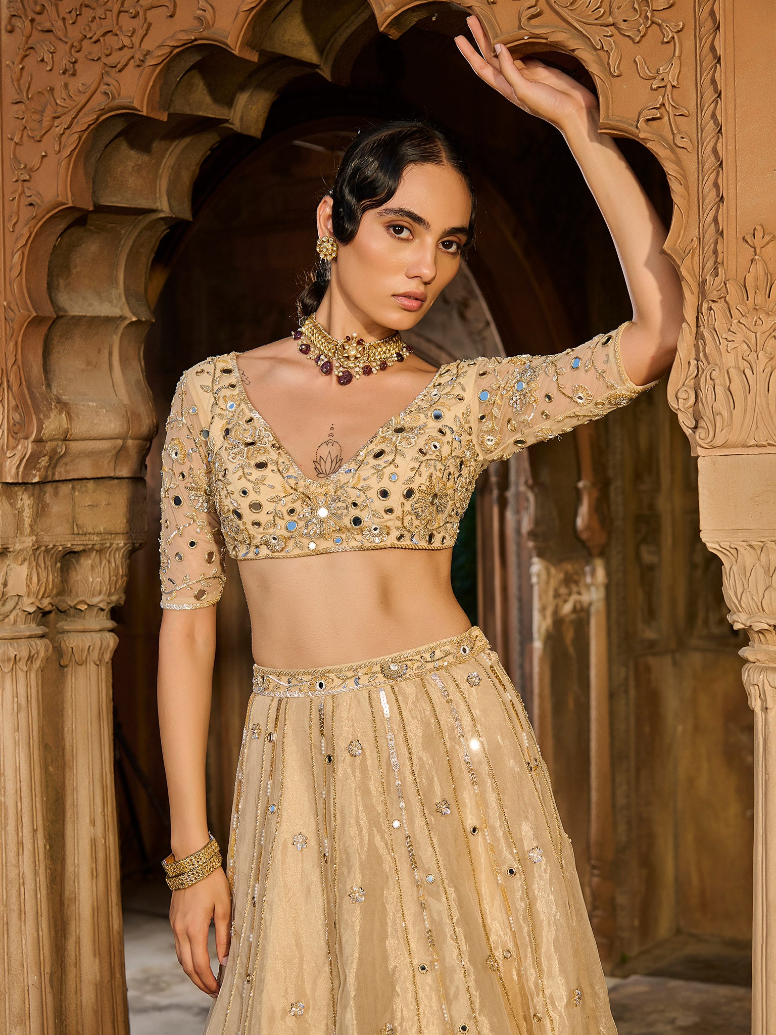 Gold Gaze Tissue Lehenga Set