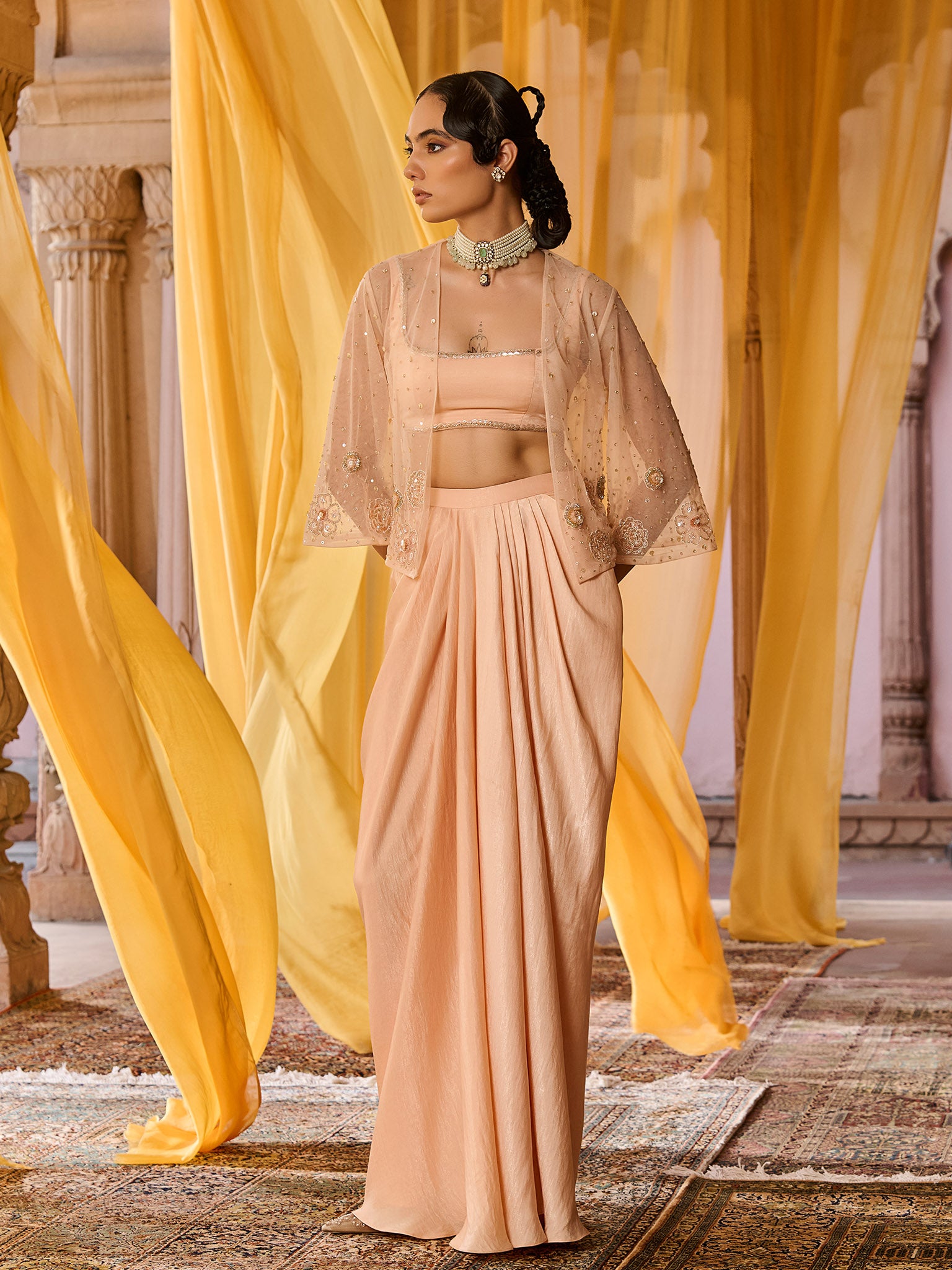 Apricot Peach Jacket Set