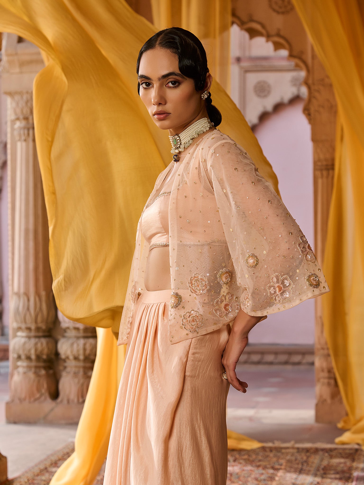 Apricot Peach Jacket Set
