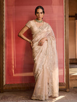 Load image into Gallery viewer, Aurelia Rose Gold Tissue Saree Set
