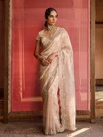 Load image into Gallery viewer, Aurelia Rose Gold Tissue Saree Set
