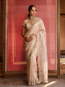 Aurelia Rose Gold Tissue Saree Set