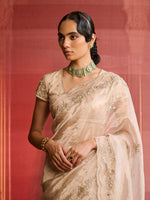 Load image into Gallery viewer, Aurelia Rose Gold Tissue Saree Set
