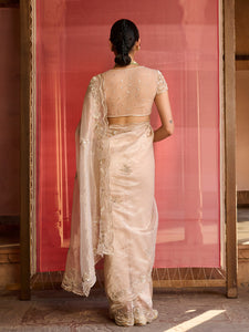 Aurelia Rose Gold Tissue Saree Set