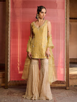 Load image into Gallery viewer, Elina Muted Lime Gold Sharara Set
